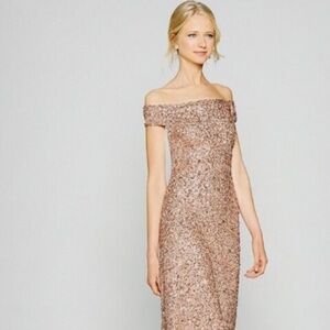 Adrianna Papell Rose gold sequined gown